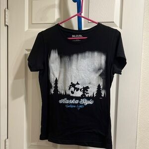 Northern Lights Mickey Mouse Disney Black T-Shirt